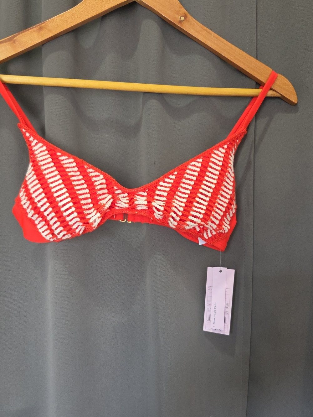 Red Striped Knit Bikini top -